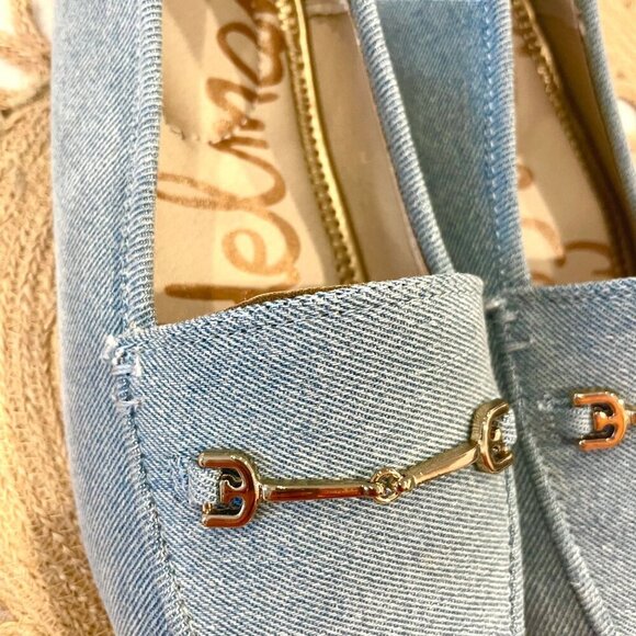 Sam Edelman Loraine Mini Denim Flat Loafers Size 4 - Picture 4 of 12